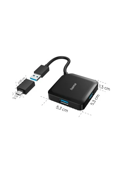 Hama USB Hub, 4 Ports, USB 3.2, 5Gbit, USB-C Adaptör - HM.200116