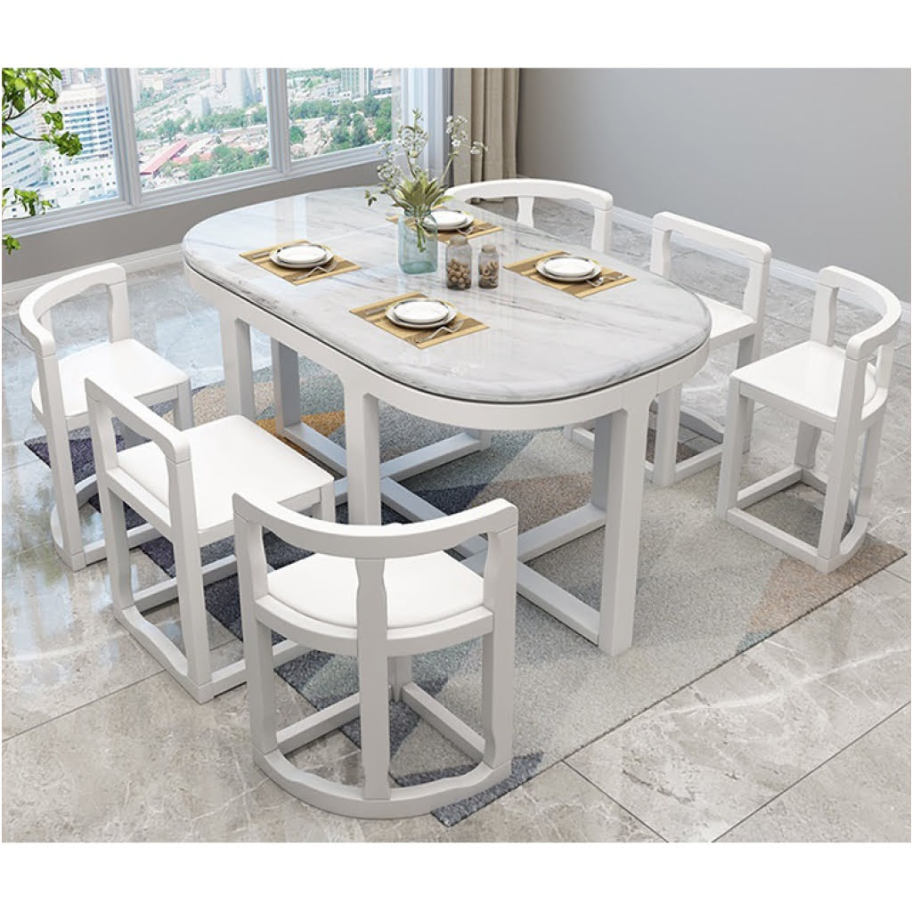 Telescopic dining table CZ100-2 Rubber wood + Sintered Stone board