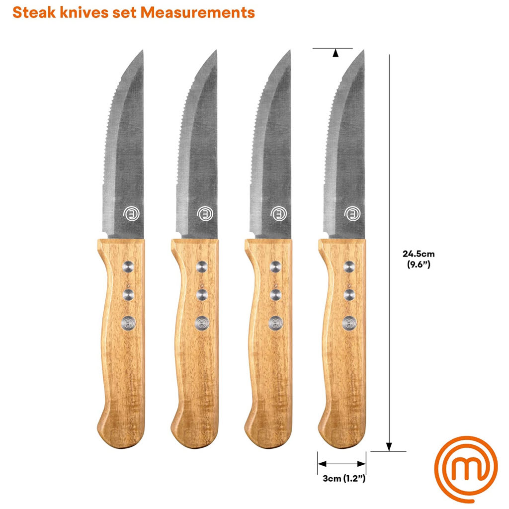 MasterChef 4 Set of Quality Kitchen Knives with Stainless Steel Serrated Blades-525519