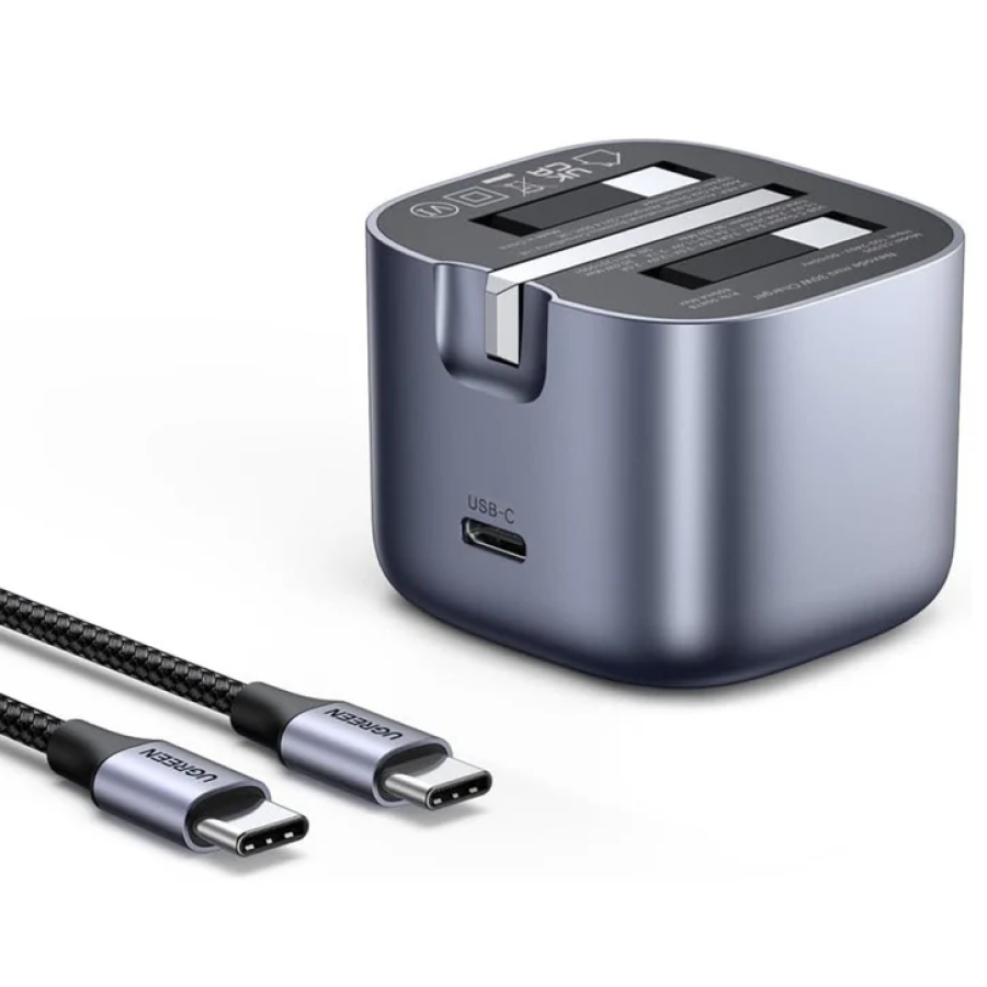 UGREEN Nexode 30W PD GaN USB-C  Şarj Adaptörü UK &amp; 1m Örgülü USB-C to USB-C Kablo - Gri (25114)