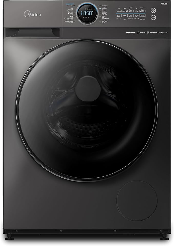 Midea 10KG Front Load Smart Washing Machine with Lunar Dial, 1400 RPM, 14 Programs, Fully Automatic Washer - MF200W100WBT